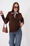 Women's Collar Scarf Detailed Embroidered Knitted Sweater 265014 - - 3