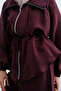 Women's Adjustable Waist and Collar Glitter Tulle Set in Burgundy - 5