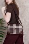 Coffee - Brown Striped Plaid Women's Crossbody Bag Sp1094 - 2