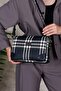 Black - Black Striped Plaid Women's Crossbody Bag Sp784 - 2
