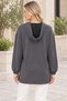 Women's Long Sleeve Off-Shoulder Hooded Zippered Side Slit Detailed Stretchy Lycra Stylish Casual Anthracite Cardigan - 3