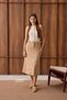 Women's Beige Suede Pocketed Bell Suede Skirt