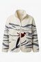 Premium Patterned Zippered Fleece Cardigan - Gray - 3