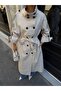 Women's Stand Collar Belted Buttoned Oversize Long Trench Coat - 5