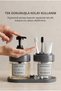 2-Piece Glass Liquid Soap Dispenser and Toothbrush Holder |   Glass Bathroom Organizer Set with Stand, 2 Pieces |   425 ml X 2 - 6
