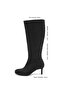 Black Color Round Toe Thin Heeled Women's Boots - 5