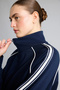 H2046Axnv238 Navy Blue Ultra Soft Cotton Standard Fit Stand Collar Combed Cotton Navy Blue Sweatshirt Top - 4