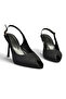 Z676085004 Black Fabric Thin Heeled Women's Shoes - 7
