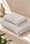 Ceylin Waffle 2-Piece Bath Towel Set 50X90 + 70X140 cm Fringed