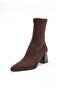Denise Brown Stretch Heeled Boots - 3