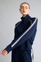 H2046Axnv238 Navy Blue Ultra Soft Cotton Standard Fit Stand Collar Combed Cotton Navy Blue Sweatshirt Top - 3