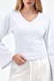 Women's Raglan Sleeve Textured Crop White Blouse - 5
