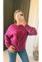 Puffed Heart Detailed Sweater - Fuchsia - 4
