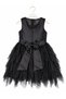 Girl's Sequined Top, Sequined Back Tulle Detail, Layered Tulle Skirt, Belted and Crown Accessory Lined Black Evening Dress 6-10 Years Birthday, Special Occasion - 8