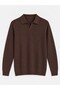 Men's Relaxed Fit No-Closure Polo Sweater Bitter Brown Eca092 - 6