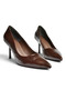 Z676050011 Brown Crocodile Printed Thin Heeled Women's Stiletto Shoes - 8