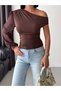Women's Bitter Coffee Boat Neck Single Sleeve Chiffon Sandy Fabric Long Sleeve Blouse