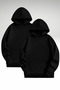 2Li Unisex Black+Black Basic Sweatshirt Hoodie