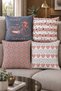 Powder Pink Bicycle, Heart and Geometric Patterned Set of 4 Decorative Throw Pillow Covers - 2
