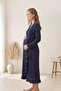 Allesa Ruffle Detailed Maternity and Postpartum Knitted Dressing Gown - 5