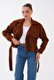 Women's Cape Belted Button Closure Short Cashmere Coat 265294 - - 2