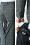 6 Drop Regular Fit Standard Cut Woolen Mono Collar Plaid Suit with Elastic Waistband - 4