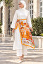 Elite Patterned Shoulder Shawl - Scarf Series Orange - 3