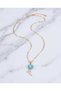Kyantha Turquoise Stone Flower Motif Steel Necklace - 2