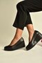 Z555190303 Black Genuine Leather Padded Sole Women's Shoes - 3