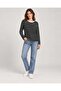 Women's Black Crew Neck Striped Combed Cotton Blouse - 3