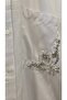 Women's White Shirt with Wide Cut Pockets and Bead Embroidery - 2