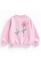 Girl's Sweatshirt with Floral Embroidery on the Back - 2