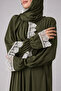 Practical Sandy Fabric One-Piece Prayer Dress with Attached Hijab Suitable for Hajj and Umrah