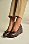Z555290403 Brown Genuine Leather Wedge Sole Women's Shoes