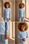 Children's Dog Patterned Packaged Pajama Set Blue - 2