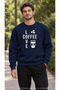 Men's Coffee Beans and Cups Illustration Printed Crew Neck Casual Regular Fit Sweatshirt