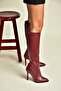 N372530109 Burgundy Thin Heeled Women's Boots - 3