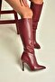 N372530109 Burgundy Thin Heeled Women's Boots - 4