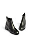 Z555200203 Black Genuine Leather Thick Low Heeled Women's Boots