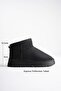 Women's Black Suede Fur Lined 5cm Thick Sole Short Winter Casual Boots - 2