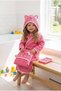 Special Cloth Pouch - Dusty Rose Baby Bathrobe Set with Glasses-Wearing Cat Figure, 4 Pieces (Bathrobe, Swaddle, Pouch, Slippers)