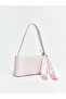 Lcw Accessories Women's Leather Look Shoulder Bag with Pink Scarf Accessory - 2