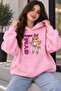Women's Oversize Cartoon Character Printed Hooded Sweatshirt with Kangaroo Pocket, Comfortable Fit, Casual Hoodie