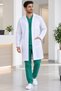 Long Sleeve White Unisex Apron over Knee Shirt Collar Nurse Doctor Teacher Apron Men - 3