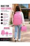 Kids 3 Piece School Backpack Set with Lunch Bag & Pencil Case, Lightweight Water Resistant Bookbag with Laptop Compartment for Middle & High School Students - Pink - 6