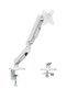 White Premium Metal 17-32'' Single Arm Shock-Absorbing Monitor Arm Adjustable Desk Clamp Spring-Assisted Full Motion Monitor Stand