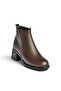 Z555200203 Brown Genuine Leather Thick Low Heeled Women's Boots - 6