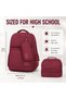 Kids 3 Piece School Backpack Set with Lunch Bag & Pencil Case, Lightweight Water Resistant School Bag for Middle & High School Students - Maroon - 2