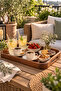 Rectangular Acacia Wood Tray – Serving, Presentation, and Breakfast Tray with Handles - 3