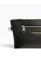 Women's Faux Leather Adjustable Crossbody and Hand Strap Portfolio, Clutch Bag S-1360 Black Satin - 5